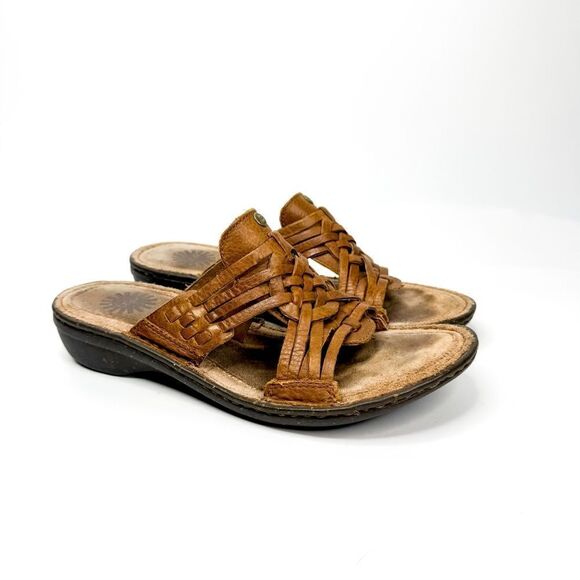 UGG Australia Women's Brown Woven Leather Slide Sandals Size 8 - Picture 1 of 7